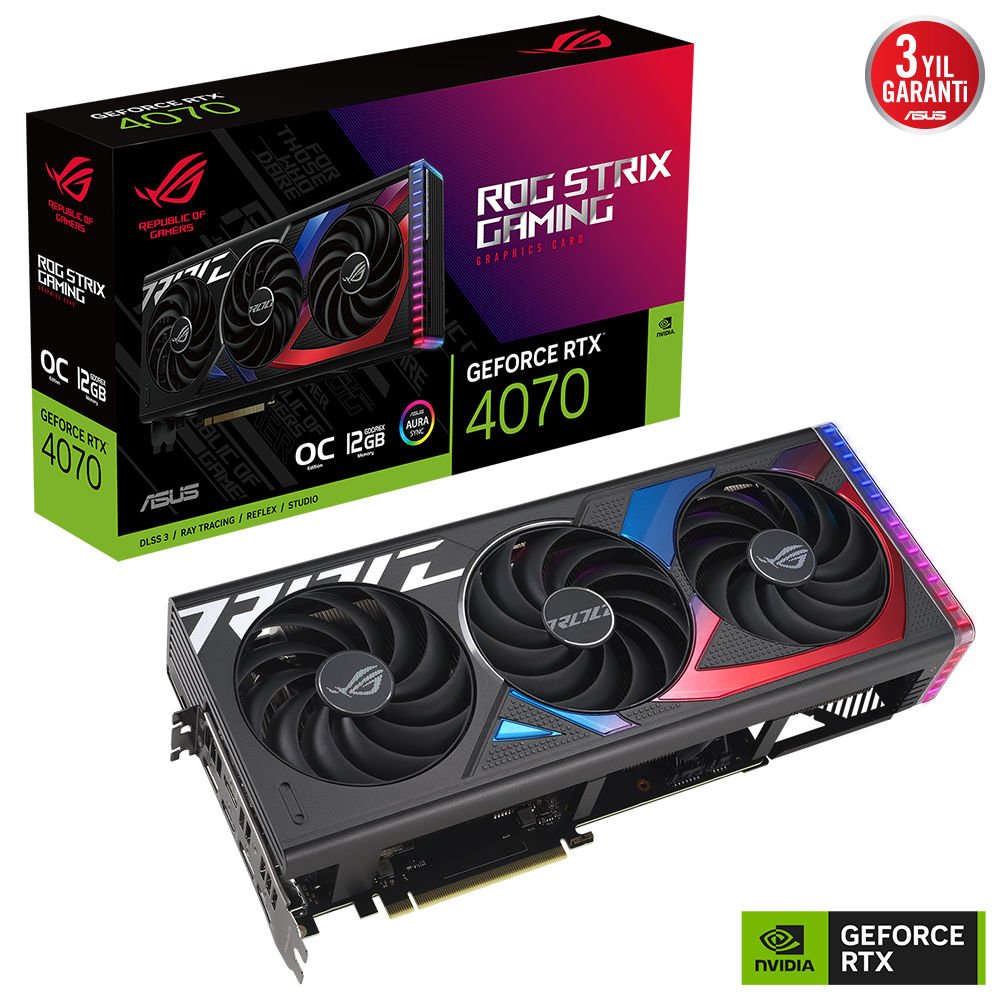 ASUS ROG-STRIX-RTX4070-O12G-GAMING RTX4070 12GB GDDR6 128Bit 3xDP/1xHDMI