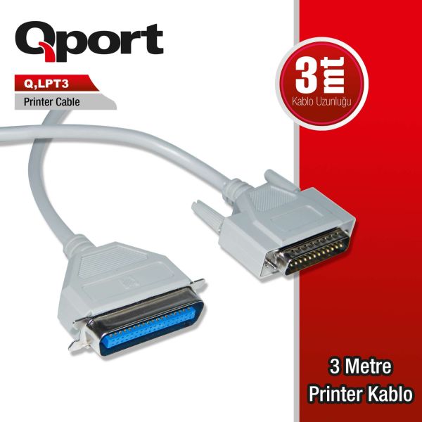 QPORT Q-LPT3 LPT YAZICI KABLOSU 3MT