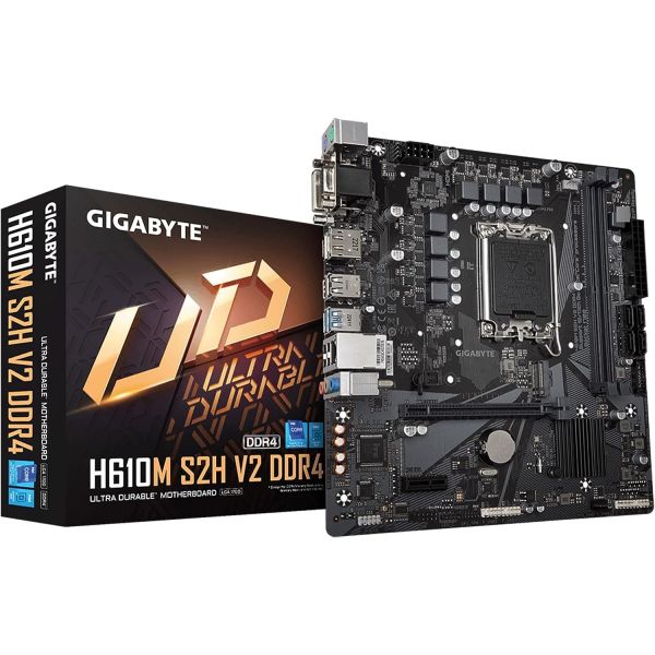 GIGABYTE H610M-S2H-V2-DDR4 2xDDR4 VGA/DVI/HDMI/DP 1xM.2 1xGLAN 1700P (12.Gen 13.Gen) ANAKART