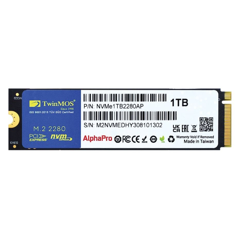 TWINMOS 1TB 3600/3250Mb/s M2 PCIE GEN3 NVME SSD NVMe1TB2280AP 3D-NAND