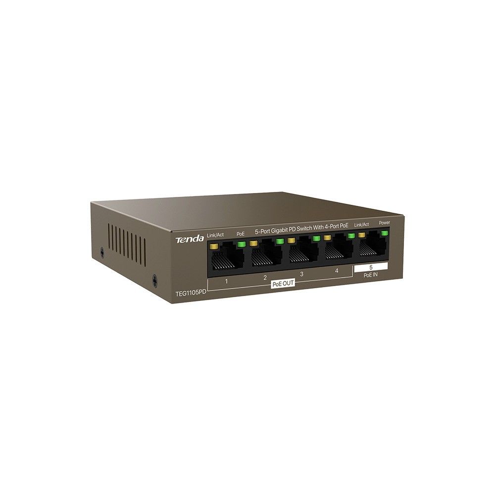 TENDA TEG1105PD 5 PORT 10/100/1000 4 PORT POE YONETILEMEZ RACK MOUNT SWITCH