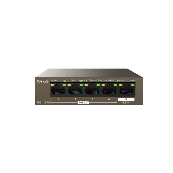 TENDA TEG1105PD 5 PORT 10/100/1000 4 PORT POE YONETILEMEZ RACK MOUNT SWITCH