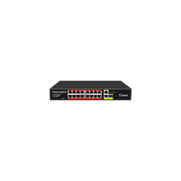 TIWOX TP-G1621SFP-POE300W 16 PORT 10/100 16 PORT POE 2XGE UPLINK + 1 SFP 300W YONETILEMEZ RACK MOUNT SWITCH