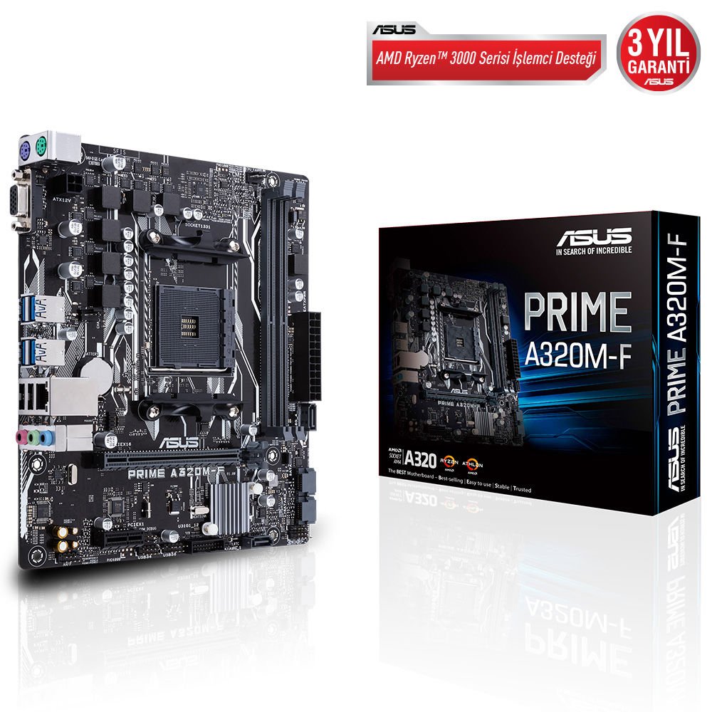 ASUS PRIME A320M-F A320 2xDDR4 VGA+DVI 16X AM4 ANAKART