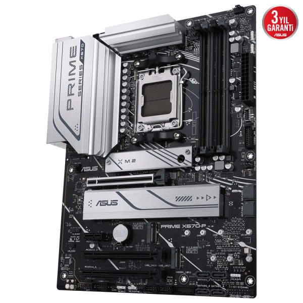 ASUS PRIME X670-P AMD X670 AM5 DDR5 6400 DP/HDMI 3xM2 USB3.2 AURA RGB 2.5GBİT LAN ATX 128GB RAM DESTEĞİ