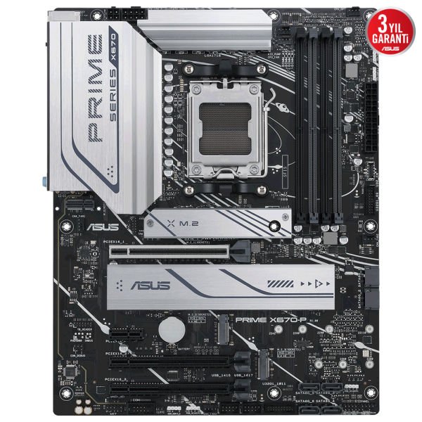 ASUS PRIME X670-P AMD X670 AM5 DDR5 6400 DP/HDMI 3xM2 USB3.2 AURA RGB 2.5GBİT LAN ATX 128GB RAM DESTEĞİ