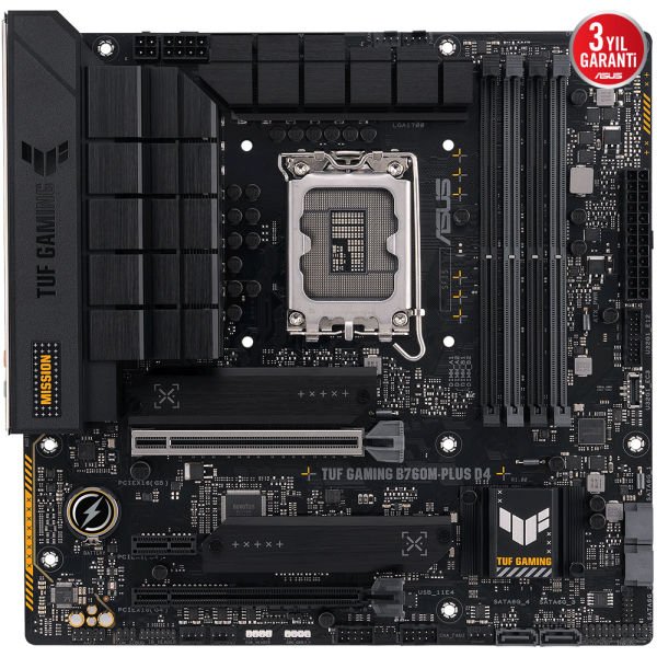 ASUS TUF GAMING B760M-PLUS D4 4xDDR4 5333 DP/HDMI 2xM2 USB3.2 2.5Gbit LAN mATX 128GB RAM DESTEGI 1700P (12.Gen/13.Gen)