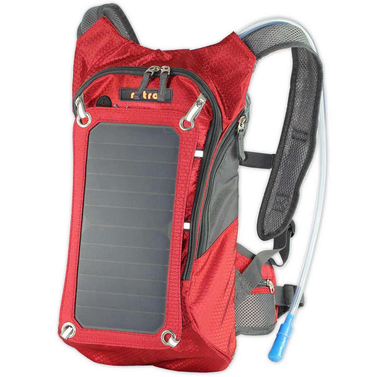RETRO Solar 7 Watt 10L Kırmızı Bisiklet Sırt Çantası - 2L Su Torbası
