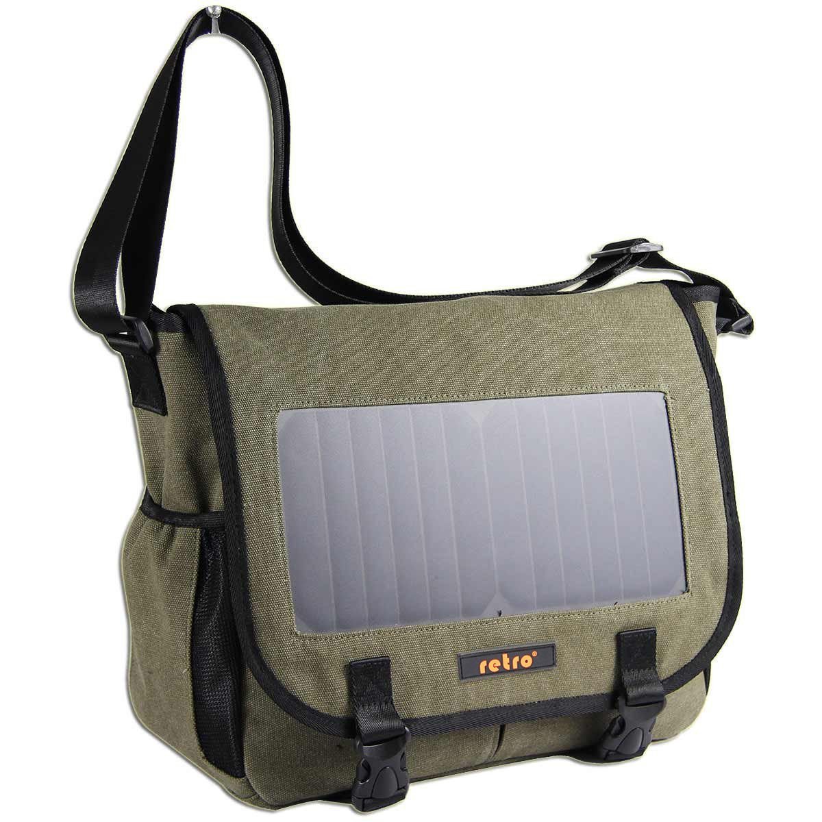 RETRO Solar 7 Watt 30L Yeşil Kanvas Omuz Çantası