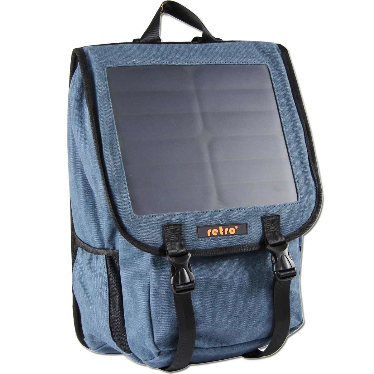 RETRO Solar Backpack 10 Watt 38L Mavi Kanvas Sırt Çantası