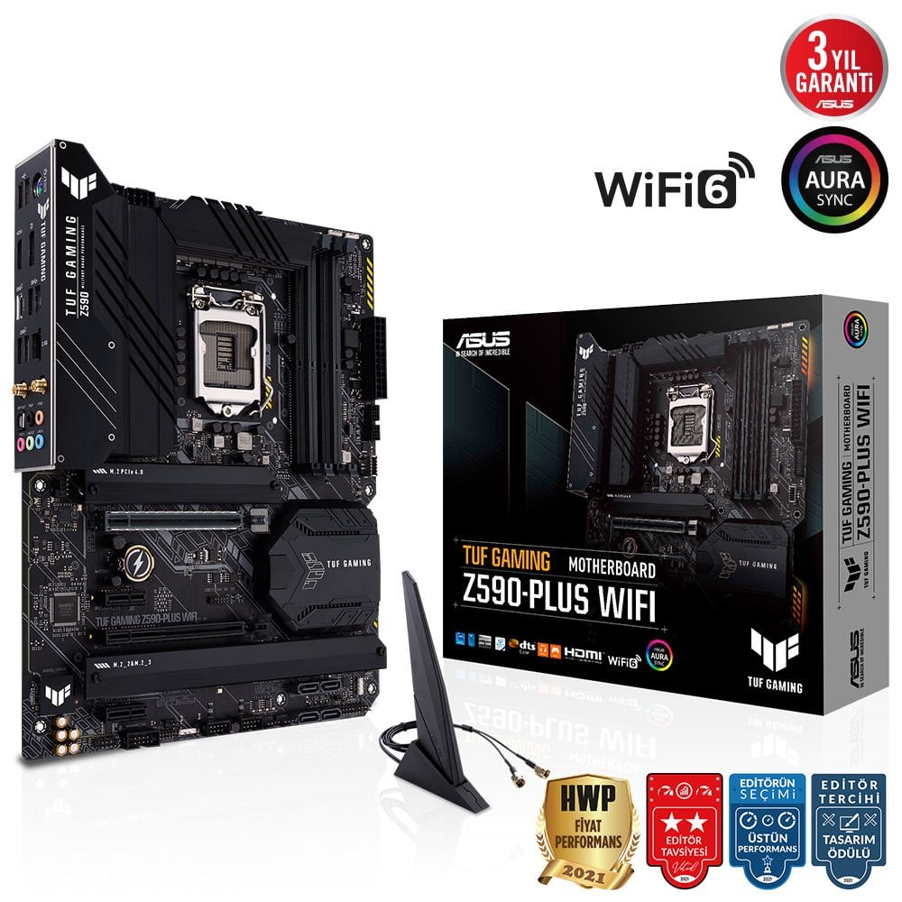 ASUS TUF GAMING Z590 PLUS WIFI Z590 4xDDR4 3xM.2 1xGLAN 1200Pin ANAKART