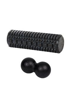 Masaj Rulosu Foam Roller Tırtıklı  45 Cm Mavi + Fıstık Masaj Topu Seti