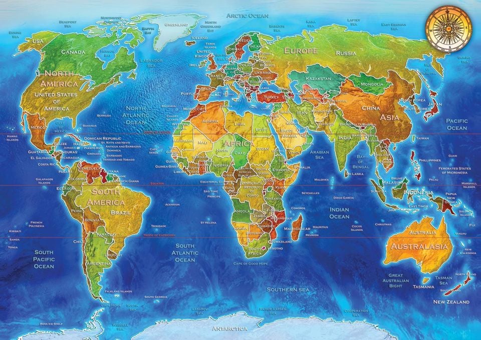 Art Puzzle Jeopolitik Dünya Haritası 2000 Parça Puzzle