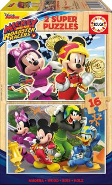 Educa Puzzle Mickey And The Roadster Racers, Disney 2 X 16 Ahşap Puzzle
