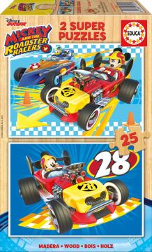 Educa Puzzle Mickey And Roadster Racers 2 x 25 Parça Ahşap Puzzle