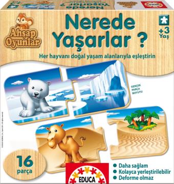 Educa Puzzle Nerede Yaşarlar ? Eğitici Puzzle