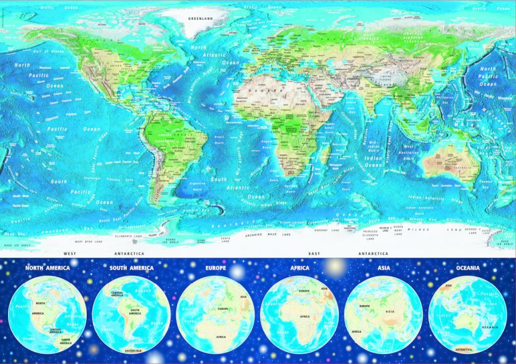 Educa Puzzle World Map 1000 Parça Neon Puzzle