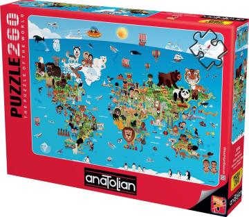 Anatolian Puzzle Karikatür Dünya Haritası 260 Parça Puzzle