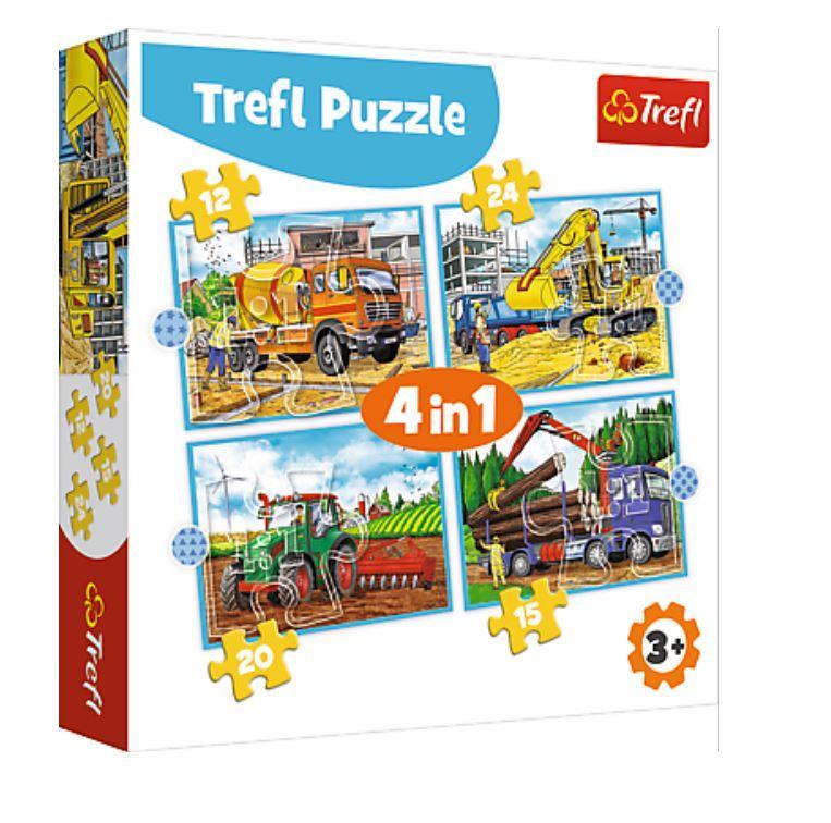Trefl Puzzle Large Constructıon Machınes 4 in 1 Çocuk Puzzle (35+48+54+70 Parça)