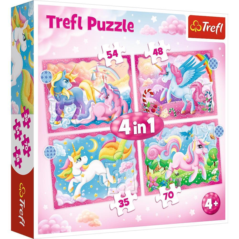 Trefl Puzzle Unıcorns And Magıc 4 in 1 Çocuk Puzzle (35+48+54+70 Parça)