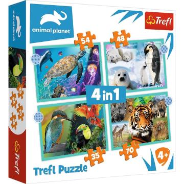 Trefl Puzzle The Mysterıous World Of Anımals 4 in 1 Çocuk Puzzle (35+48+54+70 Parça)