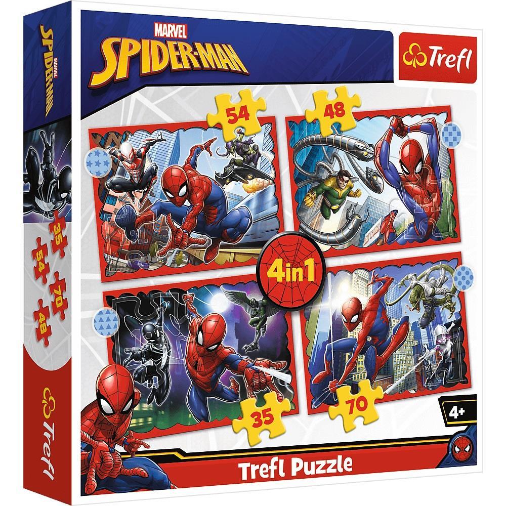 Trefl Puzzle The Heroıc Spıder-Man 4 in 1 Çocuk Puzzle (35+48+54+70 Parça)