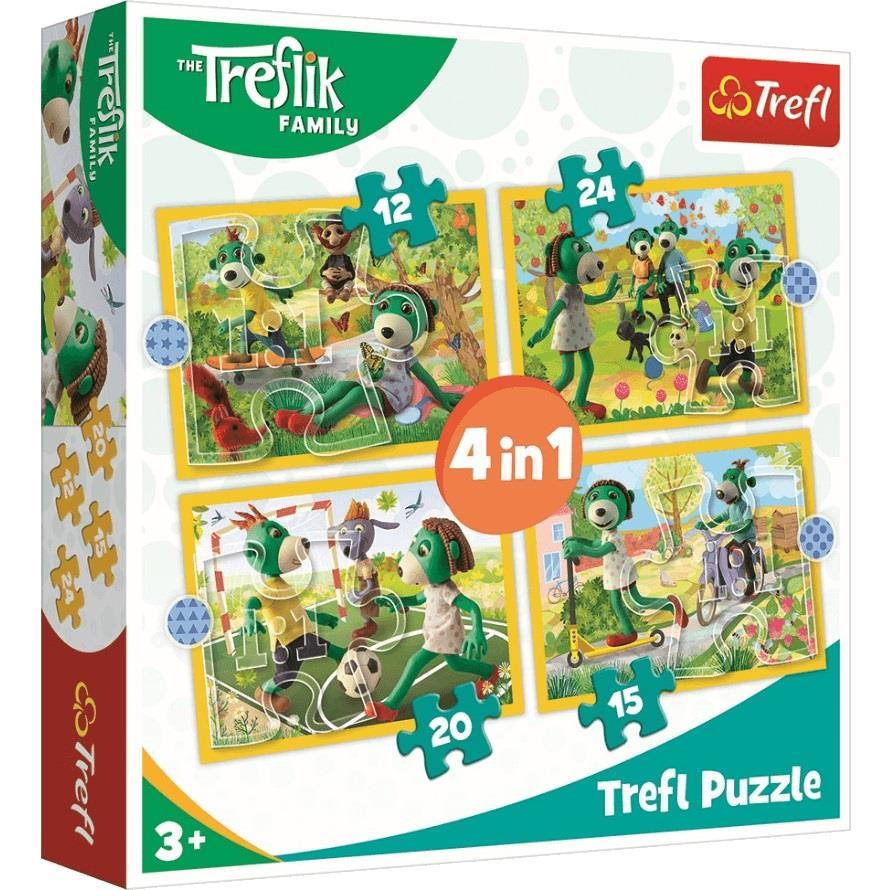 Trefl Puzzle Treflık'S Common Fun / Studıo Trefl Rodzına Treflıków 4 in 1 Çocuk Puzzle (35+48+54+70 Parça)