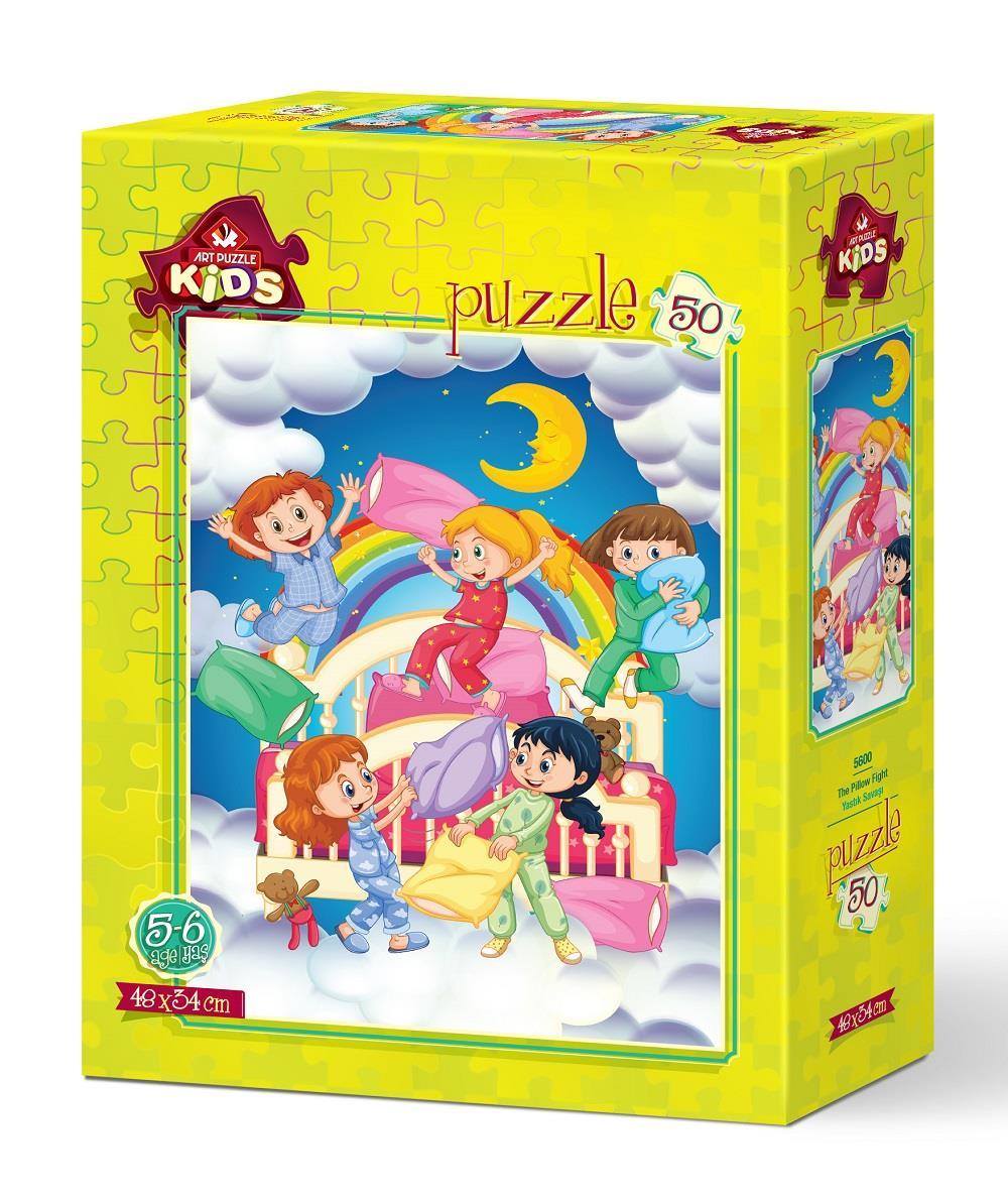 Art Çocuk Puzzle Yastık Savaşı 50 Parça Puzzle