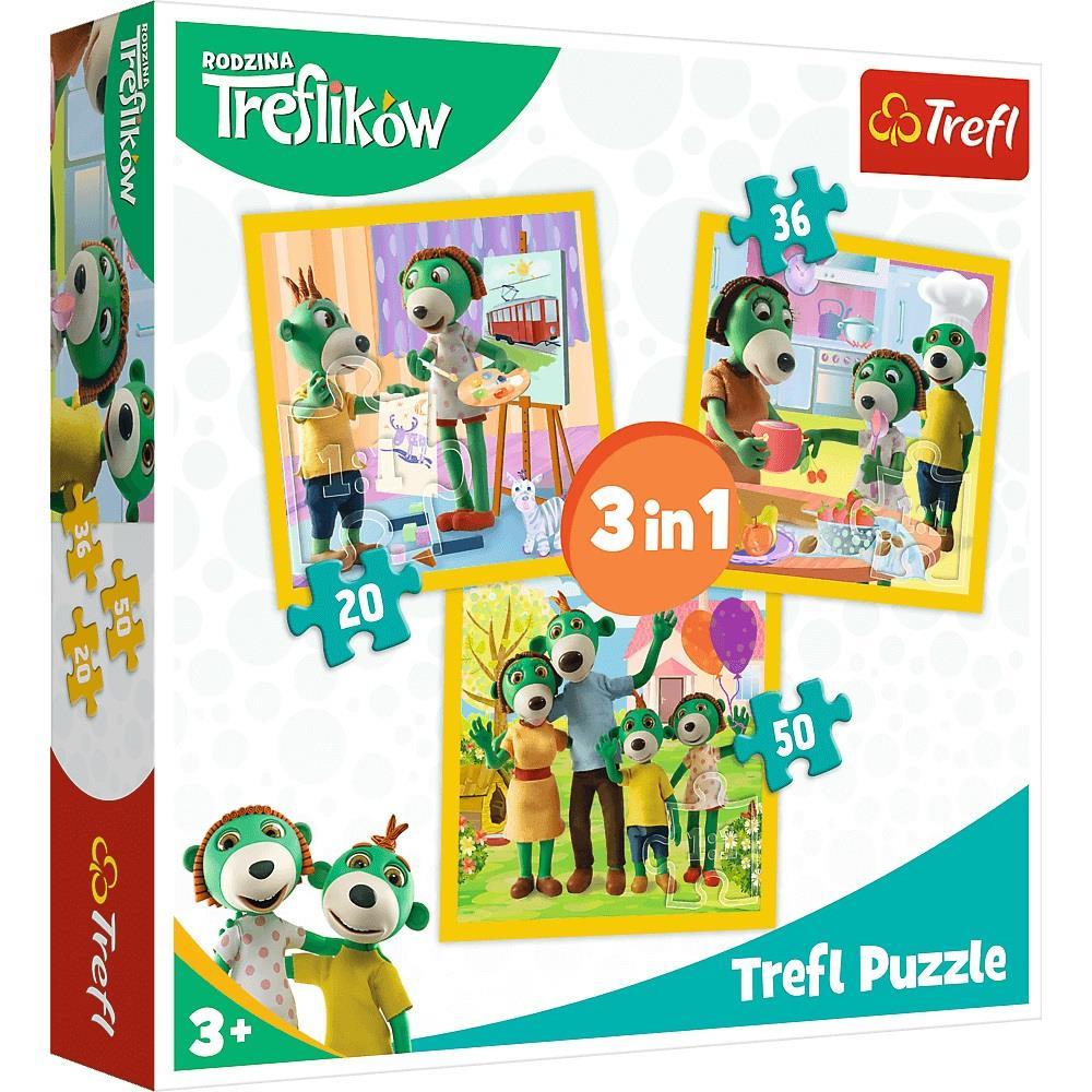 Trefl Puzzle It'S Fun Together / Studıo Trefl Rodzına Treflıków 3 in 1  Çocuk Puzzle (20+36+50 Parça)