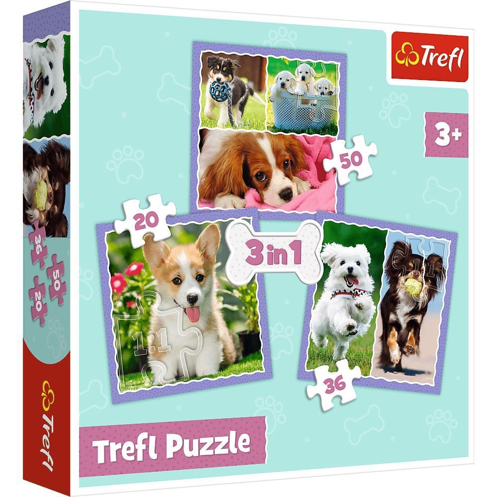 Trefl Puzzle Lovely Dogs 3 in 1 Çocuk Puzzle (20+36+50 Parça)