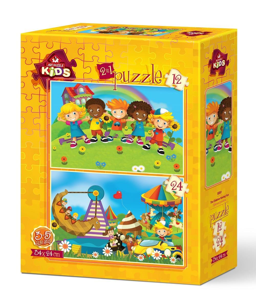 Art Çocuk Puzzle Eğlenen Çocuklar 12+24 Parça Puzzle