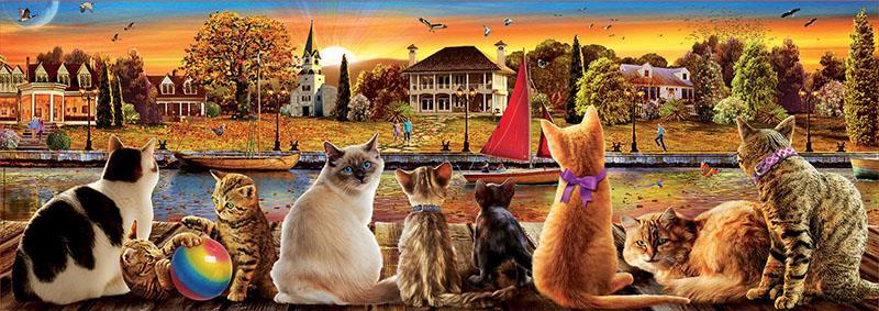 Educa Puzzle Cats On The Quay 1000 Parça Panorama Puzzle