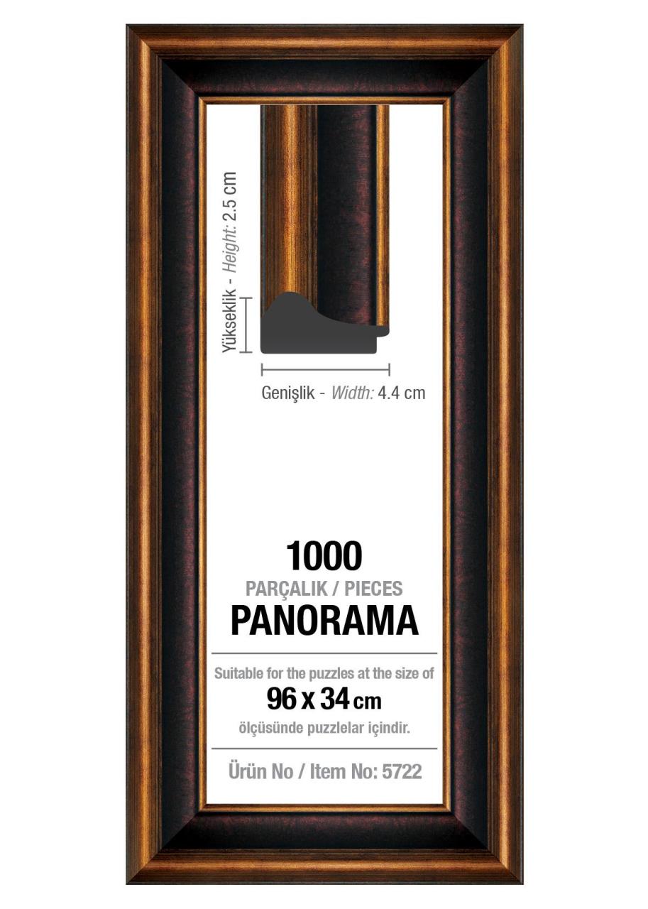 1000' Lik Panorama  Kahverengi 96 x 34 cm (43 mm) Puzzle Çerçevesi