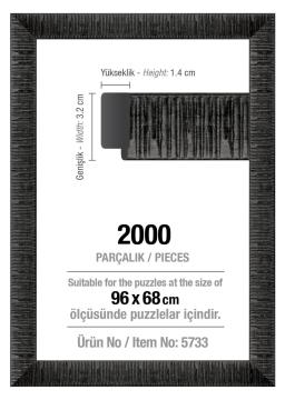2000' Lik Siyah 96 x 68 cm (30 mm ) Puzzle Çerçevesi