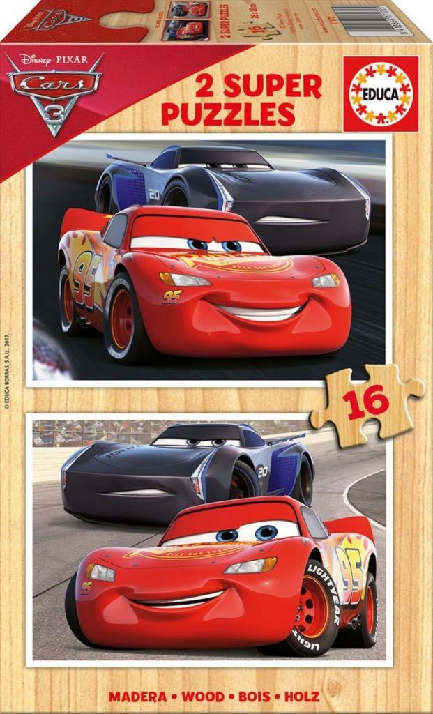 Educa Puzzle Cars 3, Disney 2 X 16 Parça Ahşap Puzzle