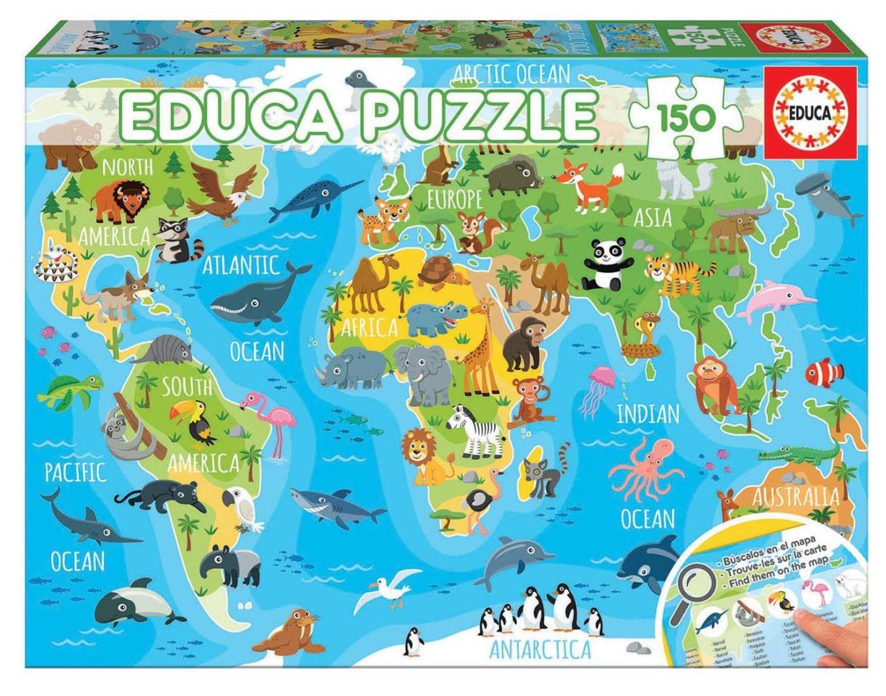 Educa Puzzle Hayvan Popülasyonu Haritası 150 Parça Puzzle