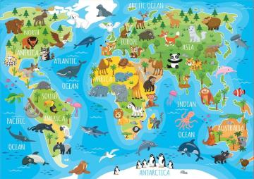 Educa Puzzle Hayvan Popülasyonu Haritası 150 Parça Puzzle