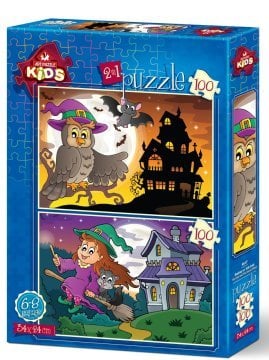 Art Puzzle Baykuş ve Tatlı Cadı 2'li 100+100 Parça Yapboz