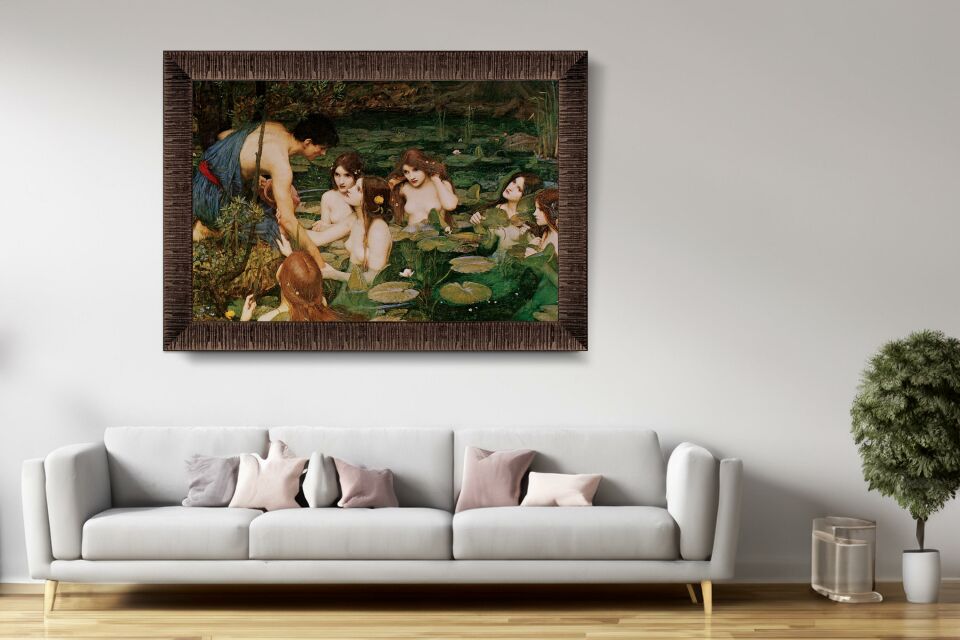Art Tablo Hylas Ve Su Perileri,1896 85 x 60 cm Çerçeveli Tablo