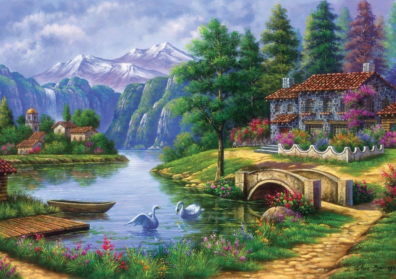Art Puzzle Göl Köy 1500 Parça Yapılmış Puzzle ( 85 x 60 cm)