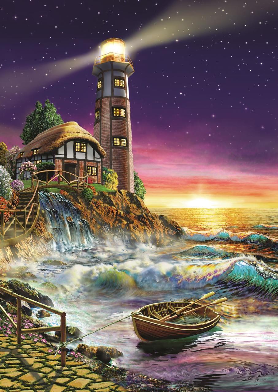 Art Puzzle Deniz Fenerinde Gün Batımı 500 Parça Yapılmış Puzzle(48 x 34 cm)