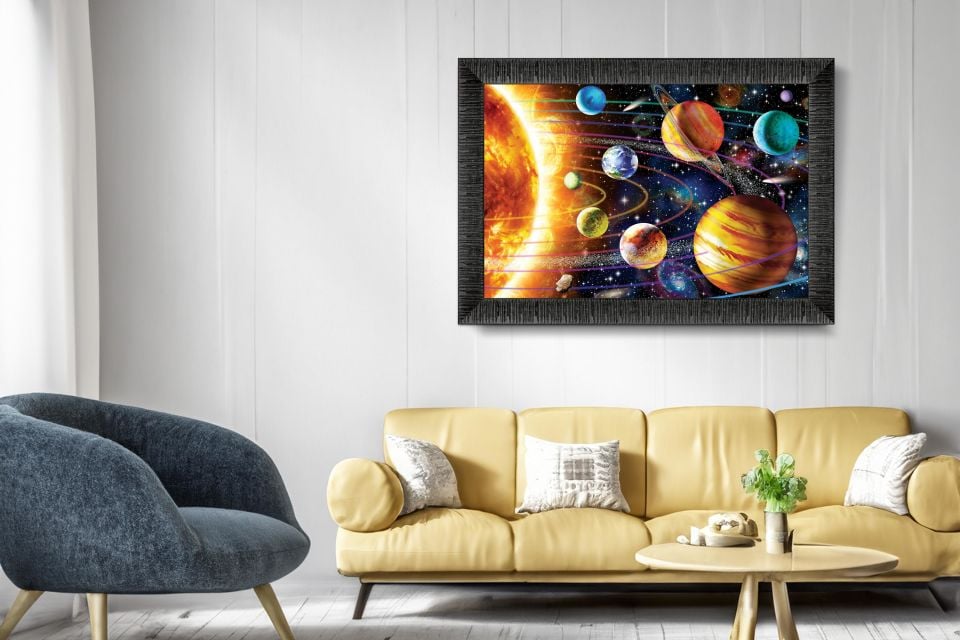 Art Tablo Güneş Sistemi Neon 68 x 48 cm Çerçeveli Tablo