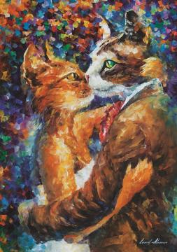 Art Puzzle Aşık Kediler 1000 Parça Yapılmış Puzzle(68 x 48 cm)