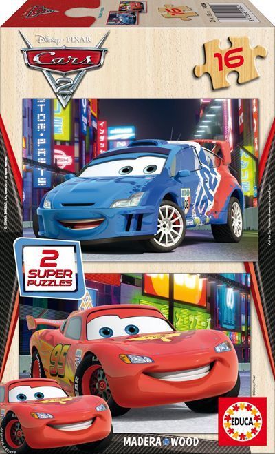 Educa Puzzle Cars 2, Disney 2 X 16 Parça Ahşap Puzzle