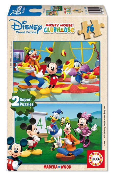 Educa Puzzle Mickey Mouse, Disney 2 X 16 Parça Ahşap Puzzle