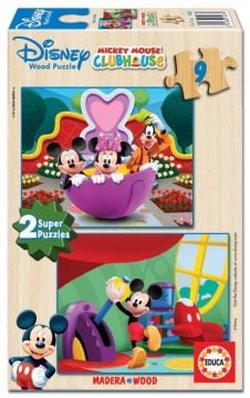 Educa Puzzle Mickey Mouse, Disney 2 X 9 Parça Ahşap Puzzle