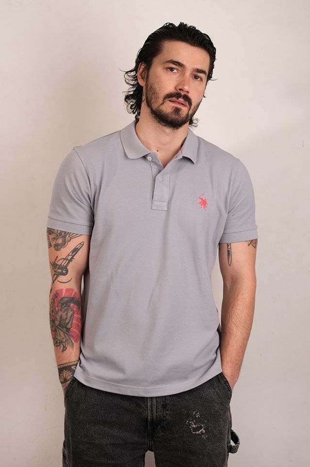 500 POLO SLIM PIQUE T-SHIRT 1021/BUZ GRİ