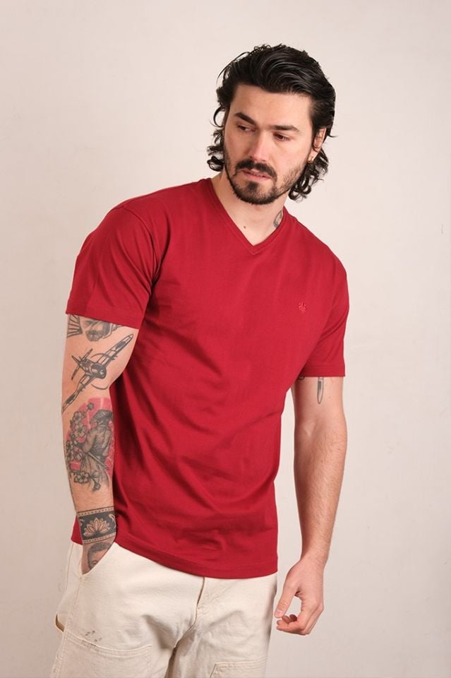 512 BASİC V YK T-SHIRT BORDO