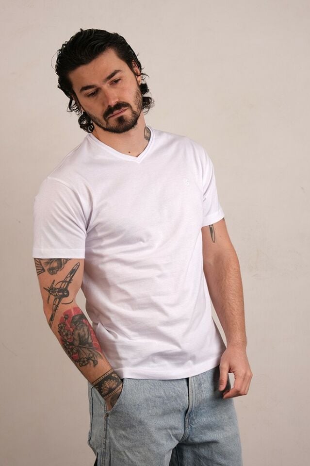 512 BASİC V YK T-SHIRT BEYAZ
