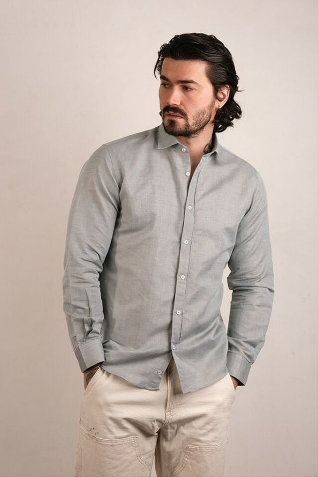 2218 FLAXY SLM U/KOL GÖMLEK HKX-2-22/KÜF YEŞİL